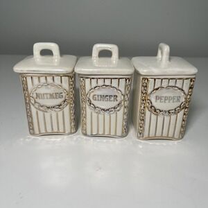 Czechoslovakia lusterware Spice‎ jars (3)